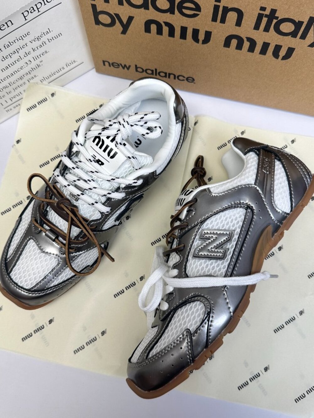 Women's MIU MIU Stylish Shoes Thin-Soled Low-Top Casual Silver Shoes US9/EU39 - Picture 2 of 9
